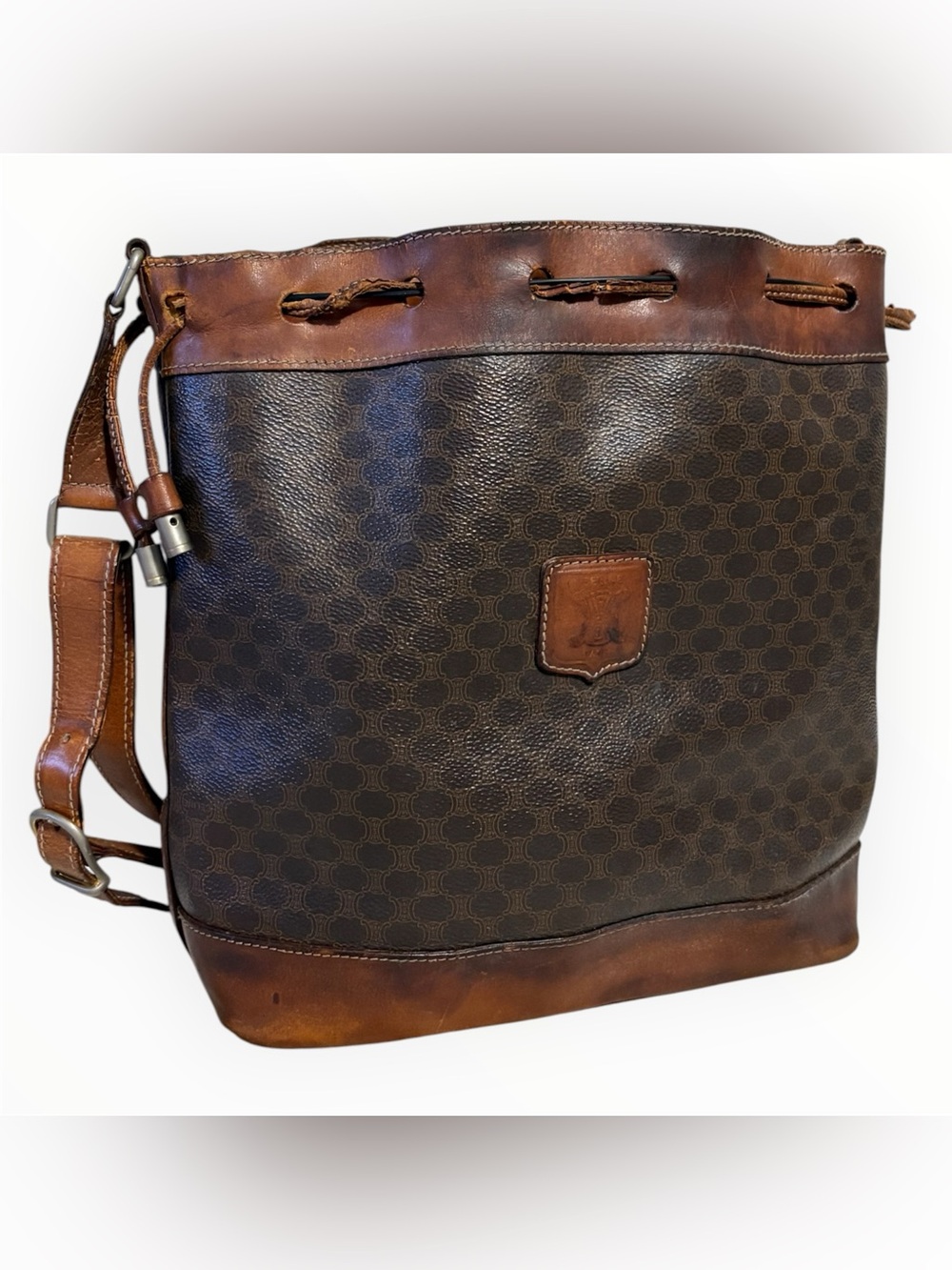 Celine Vintage Triomphe Bucket Bag Brown